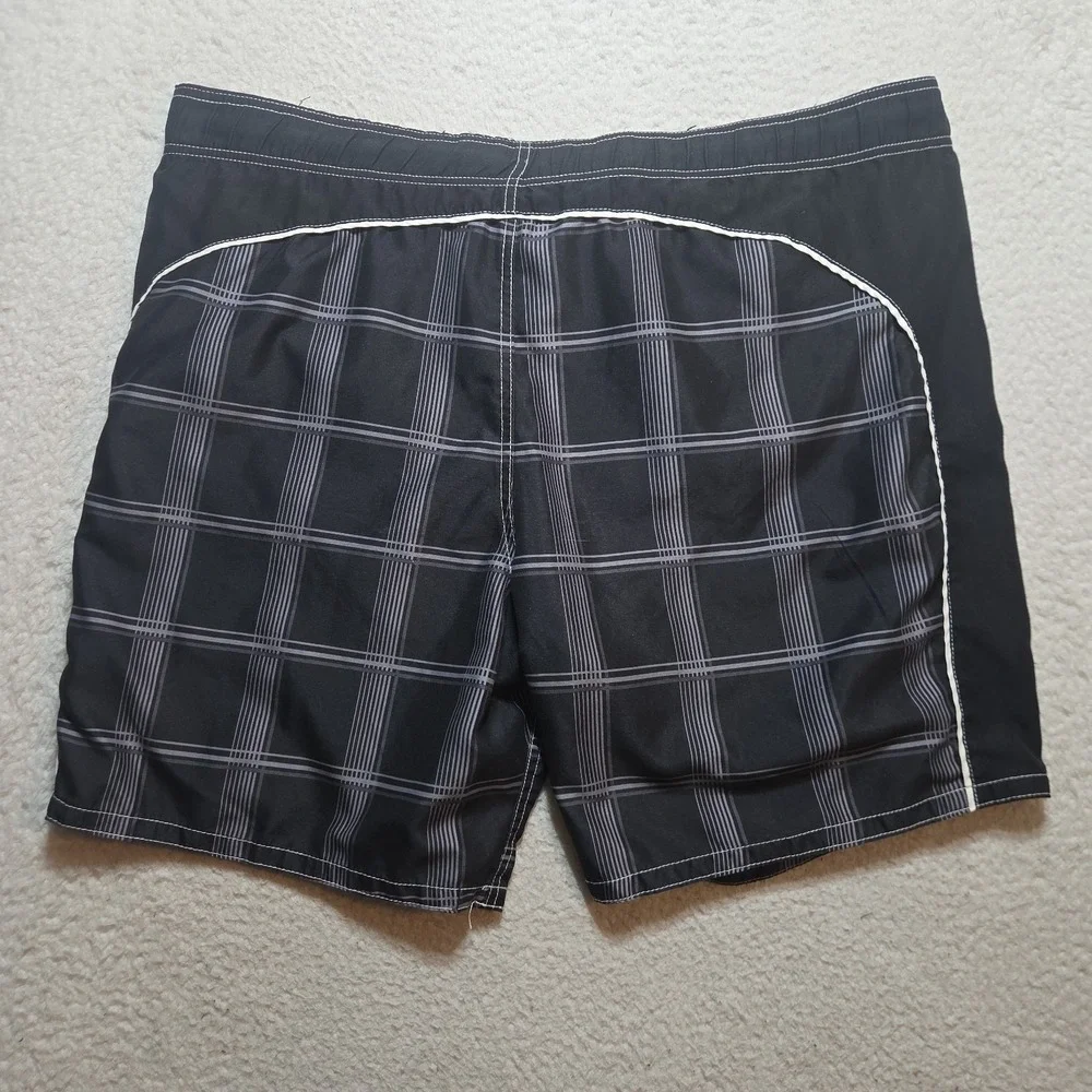 OP (Ocean Pacific) Men's Blac Plaid Board Shorts/Swim Trunks Size 44 Y2K